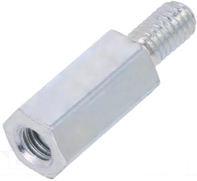 2x Zeskantige afstandsbus met M3 schroefdraad – staal – verzinkt – 10 mm