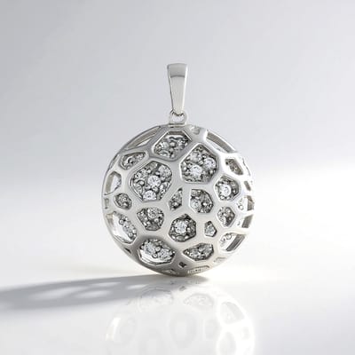Cavill - Zilveren Hanger - 925 Sterling Zilver Geplatineerd - 61 Ronde Cambodjaanse Zirkonia's 1,10 ct - Modern Geometrisch Design - Stralend Sieraad