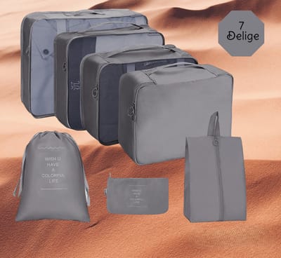 Packing Cubes Set 7-Delig - koffer organizer set - koffer organizer - Kleding organizer voor koffers, tassen en backpack - Grijs