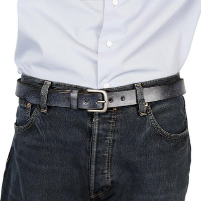 Leren Riem Jeansblauw Van 3 cm Breed - Dames Riem Of Heren Riem - Maat 115 (Taille tot 100 cm)