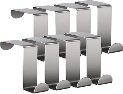 TOJ Keukendeurhaken Set van 8 Stuks - Keukenkast haken Deurkapstok - 5KG Belastbaar - RVS - Zilver - LET OP: XL