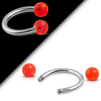 Aramat Jewels-Circular piercing rode balletjes- Chirurgisch staal-10mm