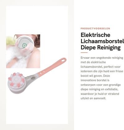 Dailygoods - Elektrische Lichaamsborstel - Diepe Reiniging - Waterdicht - Exfoliërende Koppen - Massagefunctie - Geschikt voor Douchegebruik - 6 Roter...