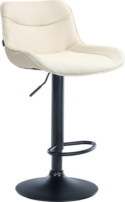 CLP Vonore Barkruk - Met rugleuning - Met voetensteun - Verstelbaar - Metalen frame - Stof - zwart/creme