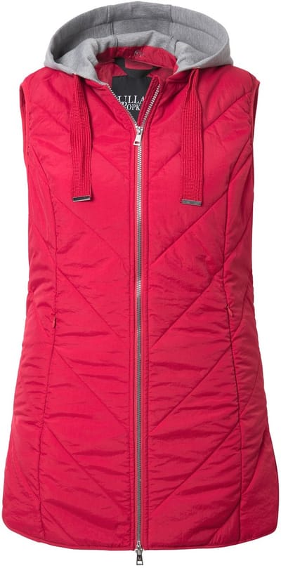 Ulla Popken - Dames - HYPRAR functionele doorgestikte bodywarmer waterafstotend - Robijnrood - Maat 42+