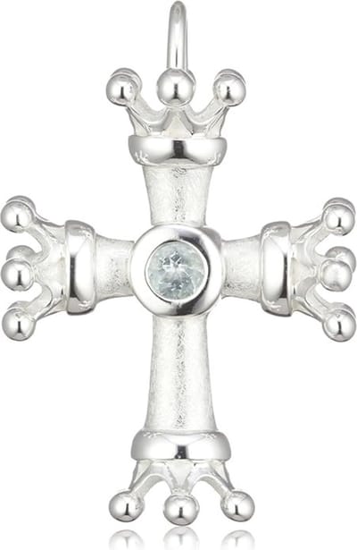 Heartbreaker - Zilveren Hanger met Topaas - Model Kruis & Kroon "Crown of my heart"