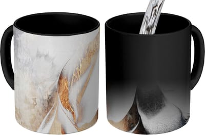 Magische Mok - Foto op Warmte Mokken - Koffiemok - Abstract - Gold - Design - Luxe - Magic Mok - Beker - 350 ML - Theemok