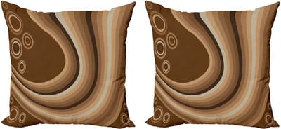 ABAKUHAUS Bruine decoratieve kussenhoezen (2 stuks), moderne accenten, dubbelzijdige digitale print, 45x45 cm, karamelbruin lichtbruin