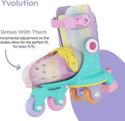 Yvolution - Twista Skates - Rainbow - Verstelbare kinderskeelers - Van rolschaats naar skates - Maat 30 - 34