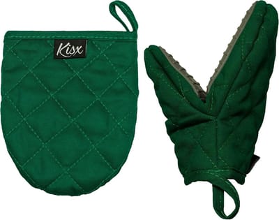 Hittebestendige Ovenwanten en Pannenonderzetters Set - Groene Silicone Keukenhandschoenen
