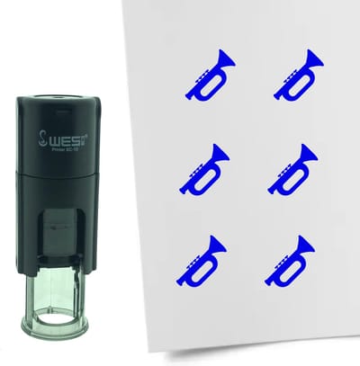 CombiCraft Stempel Trompet 10mm rond - blauwe inkt