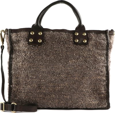 CAMPOMAGGI Schoudertas Handtas Shopping Bag Naturale + Oro + T / Moro Bruine