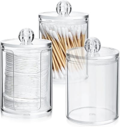 3 Stuks Wattenstaafjeshouder, Wattenballen, Cosmetica-Houder, Badkamer, Make-Up Tafel, Organizer, Accessoires