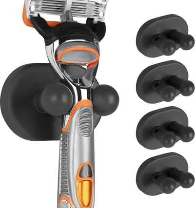 Dailygoody - Wandmontage scheermesstandaard - Scheeraccessoirehouder - Zelfklevend - Donkergrijs - Geschikt voor verschillende mesjes - Perfect voor b.