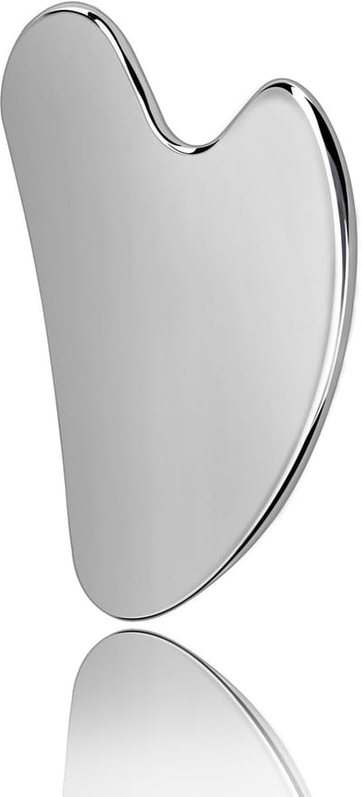 Gua Sha - RVS Gua Sha – Metaal – Onbreekbaar – Gezichtsmassage – Ontspanning – Massage – Gua Sha-tool voor het gezicht - Voor een stevigere huid en ontspanning - Groot formaat - Zilver