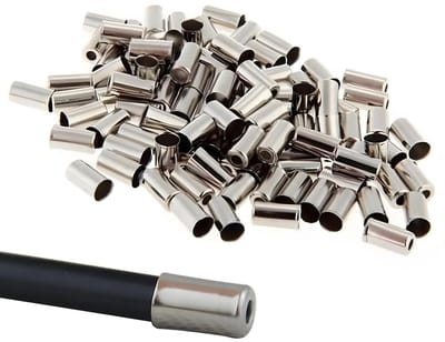 Dailygoods- Eindkappen Hoogwaardige Kwaliteit - 100 Stuks - Metaal - Binnendiameter 5 mm - Lengte 10 mm - Toepassing Fietsremkabels - Remkappen