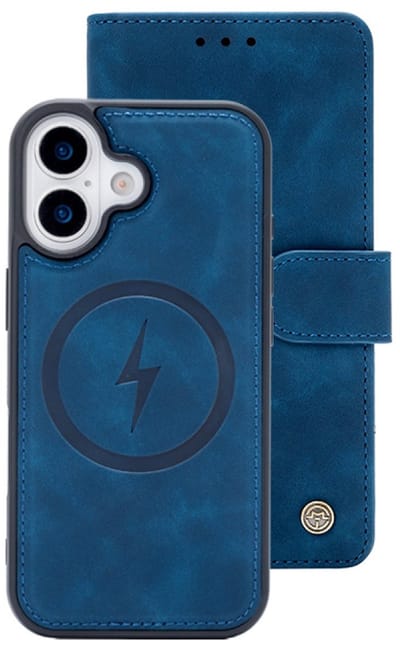 CaseMania Bookcase hoesje geschikt voor iPhone 17 - Effen Donkerblauw - Kunstleer - 2-in-1 Magnetisch Uitneembaar Design - Compatible met MagSafe