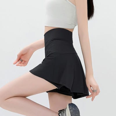 Anti-ontblotende Yoga Billen en Fitness Badminton Hoge Taille Zak Tennisrok voor Dames Training Hardlopen Atletische Rok XXL zwart
