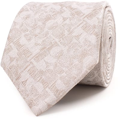 TRESANTI | GUIDO | Silk tie with a geometric pattern | Beige
