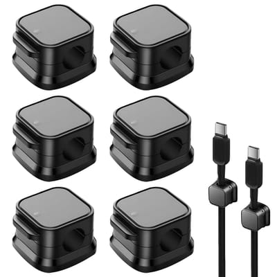 Ynkkvre -Magnetische Kabelhouder- 6 stuks - Zwart - Zelfklevend - Kabelclips - Kabel organizer