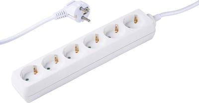 Grundig Stekkerdoos 6-Voudig 16A/250V - Verlengkabel 1.5M - Verdeeldoos max. 3680W - Wit