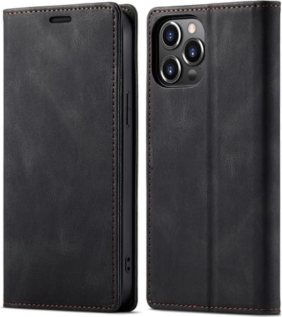 DrPhone FPV2 – Flip Cover Hoesje – Hoesje Voor Telefoon – Hoesje Met Magnetische Sluiting – Hoesje Met 2 Kaartsleuven – Geschikt Voor IPhone 14 Plus - Zwart