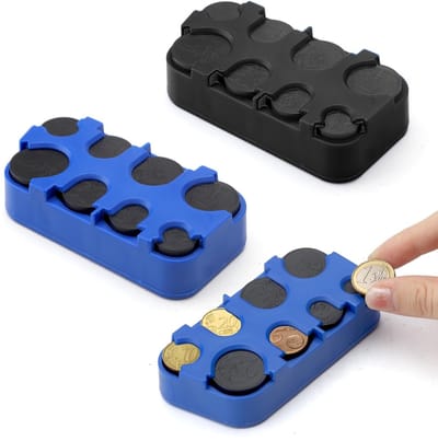 Dailygoods- Muntenopslag 2 Stuks - Zelfklevend - Muntdispenser - Muntbox - Kleingeldsorteerder - ABS-Kunststof - 8 Vakken - Munthouder