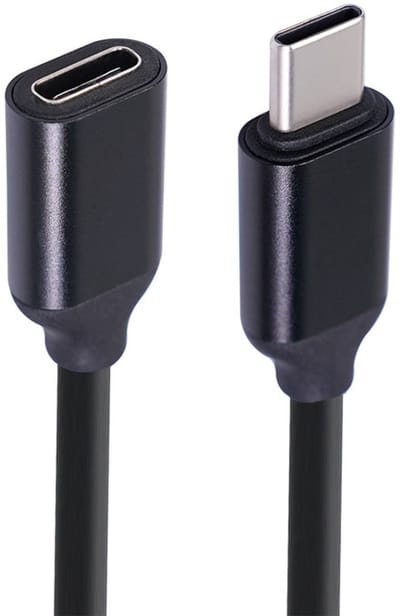 USB-C Male naar USB-C Female adapter kabel oplader verlengkabel connector - 60W - 3A - 50 CM - zwart
