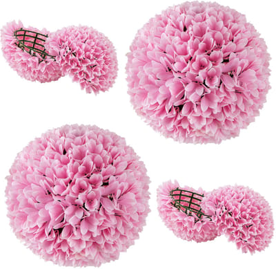 COSTWAY Buxusballen, 28 cm, uv-bestendig, vormgesneden, kunstplant, decoratieve plant, boekbal, kunstplant, decoratieve bolplanten voor huis, tuin, balkon, bruiloft, roze