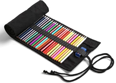 Dailygoods- Potloodetui Oprolbaar - Canvas - Lichtgewicht - Vlekbestendig - Opbergzak - Perfect voor Kunstenaars - Pennenhouder