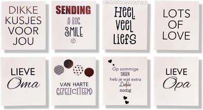 Cards & Crafts 8 Luxe Wenskaarten 11x12cm - Goud - Zwart - Wit - Gevouwen kaarten met kraft enveloppen