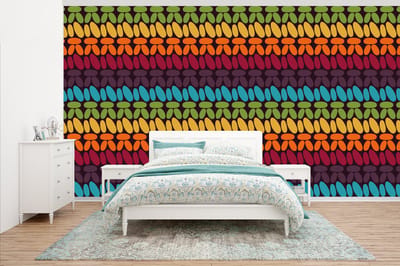 Behang - Fotobehang Haakpatronen - Retro - Regenboog - Breedte 500 cm x hoogte 280 cm