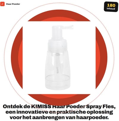 Dailygoods- Poederspray 180ml - Lege Vulbare Fles - Transparante Styling Tool - Schokbestendig - Hoge Kwaliteit PE - Antilek Pompkop - Poederfles