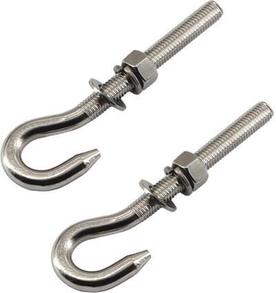 Dailygoods- Oogbout M16 - 2 Stuks - Roestvrij Staal 304 - Lange Schacht - Schroefdraad - Corrosiewerend - Geschikt voor Binnen/Buitengebruik - Haakbout