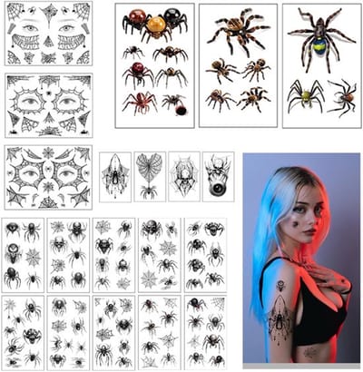 Dailygoody - Halloween-spinnen tattoostickers - 20 vellen