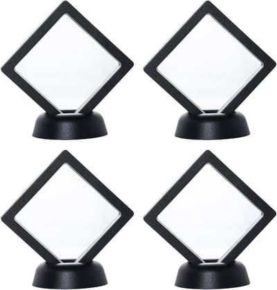 Set van 4 Stuks 3D Floating Frames - Zwarte Presentatiedozen voor Munten, Medailles en Sieraden - Ideaal voor Kleine Verzameling en Decoratie
