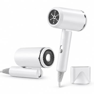 Opvouwbare haardroger - 1300 W - 3 snelheden met koude en warme lucht - met concentrator voor thuis en onderweg - wit