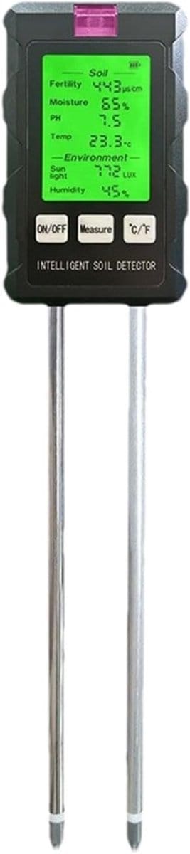 Digitale Bodemtester - Tuingrondmeter Vochtigheid - Planten Verzorgen - 6-in-1 Meting - 23 cm Lengte - Zwart
