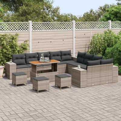vidaXL - Tuinbank - Set - 14 - st - Grijs - poly - rattan