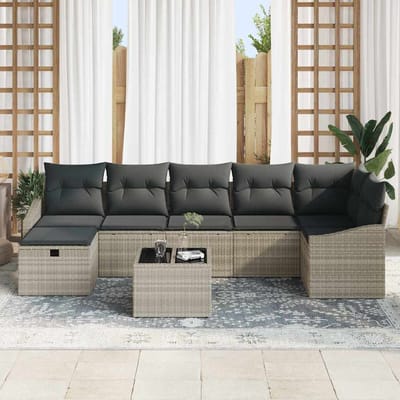 vidaXL - Bankstel - 8 - st - poly - rattan