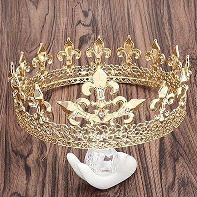 Koninklijke Middeleeuwse Kroon voor Mannen, Feestdecoratie voor Cosplay, Thuiscoming en Prom, Versierd met Strassstenen