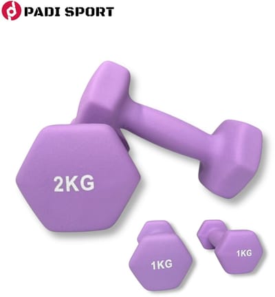 Padisport dumbells Paars 1 en 2 kg - gewichten set halters- gewichten set dumbbell - dumbells set
