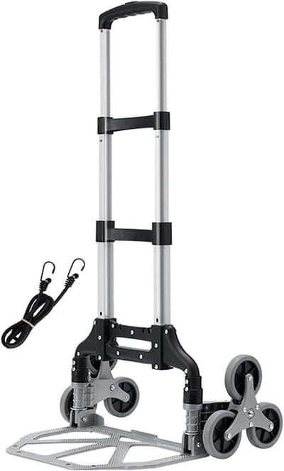 Vouwende Steekwagen - Draagbaar Karretje - Zware Voorwerpen Verplaatsen - Trap Klimmende Wielen - 70kg - Zilver