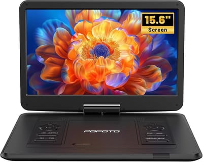 Draagbare dvd-speler - Mobiele mediaspeler - Films kijken - Draaibaar HD-scherm - 156 inch scherm - Zwart