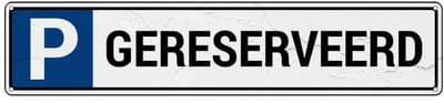 Parkeerbord gereserveerd - met 4 boorgaten | Sign Again materiaal | 52 x 11 cm