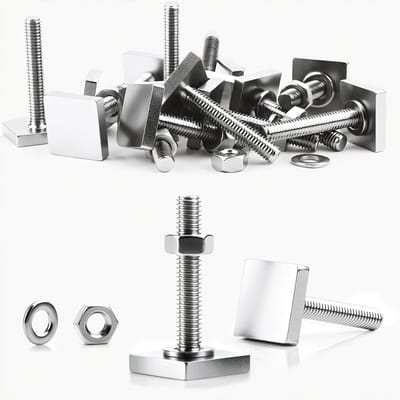 Set van 4 T-Groove Adapters, M6 x 35 mm Slotted Nuts voor Thule Dakkoffer, RVS met Moeren en Washers voor Fietsendrager en Dakkoffer Bevestiging
