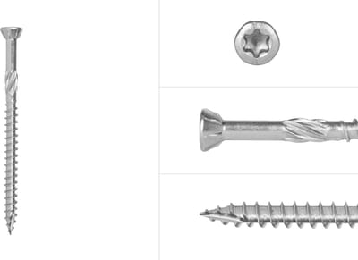 Wovar Vlonderschroeven RVS A4 4,0 x 60 mm Torx 15 Deeldraad | Doos 200 Stuks | Schroeven RVS | Houtschroeven