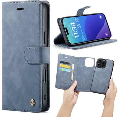 Casemania Hoesje Geschikt voor Apple iPhone 16 Pro - Shadow Gray - 2 in 1 Magnetic Book Case