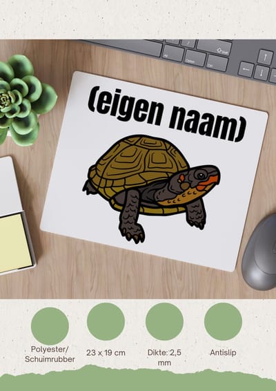 Akyol - schildpad met eigen naam Muismat - Schildpad - schildpad liefhebbers - iemand die houdt van schildpadden - verjaardag - cadeau - kado - geschenk - 23 bij 19 cm
