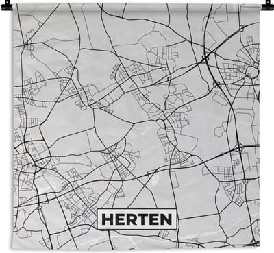 Wandkleed - Wanddoek - Kaart - Stadskaart - Duitsland - Herten - Plattegrond - 180x180 cm - Wandtapijt